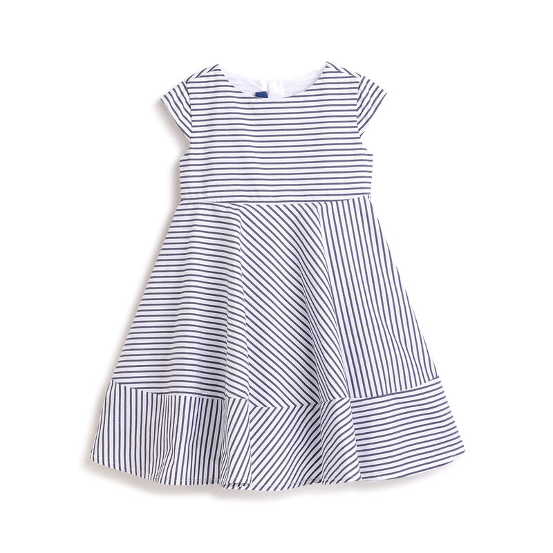Girls Blue Striped Short Sleeve Dress image number 0